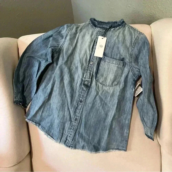 Ag denim chambray button front Longsleeve blouse - Picture 1 of 5